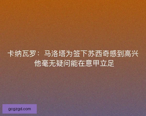 卡纳瓦罗：马洛塔为签下苏西奇感到高兴 他毫无疑问能在意甲立足