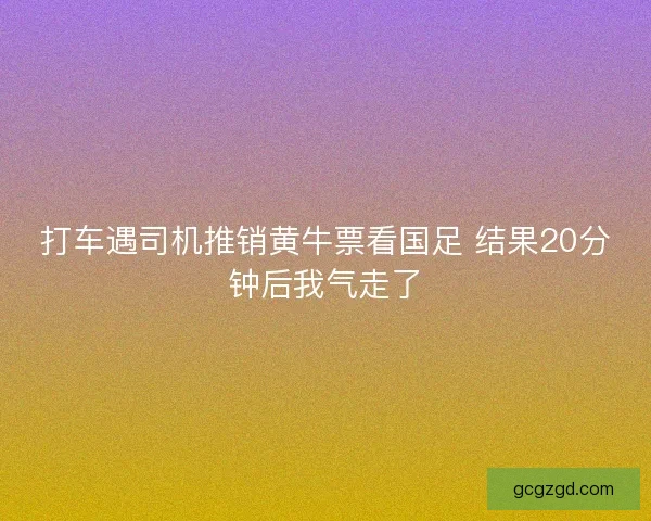 打车遇司机推销黄牛票看国足 结果20分钟后我气走了