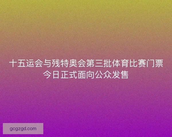 十五运会与残特奥会第三批体育比赛门票今日正式面向公众发售